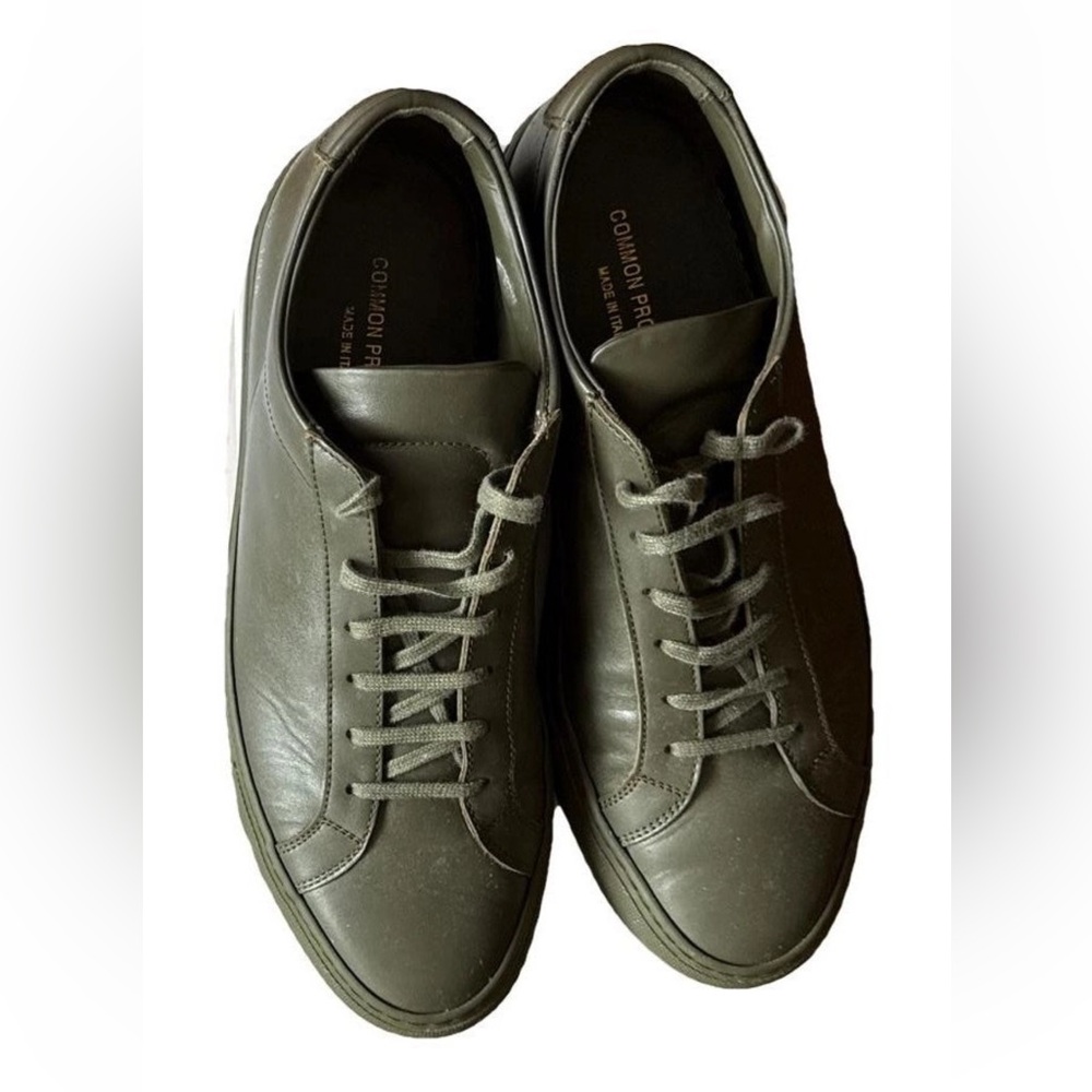 Common Projects Men's Green Leather Sneakers